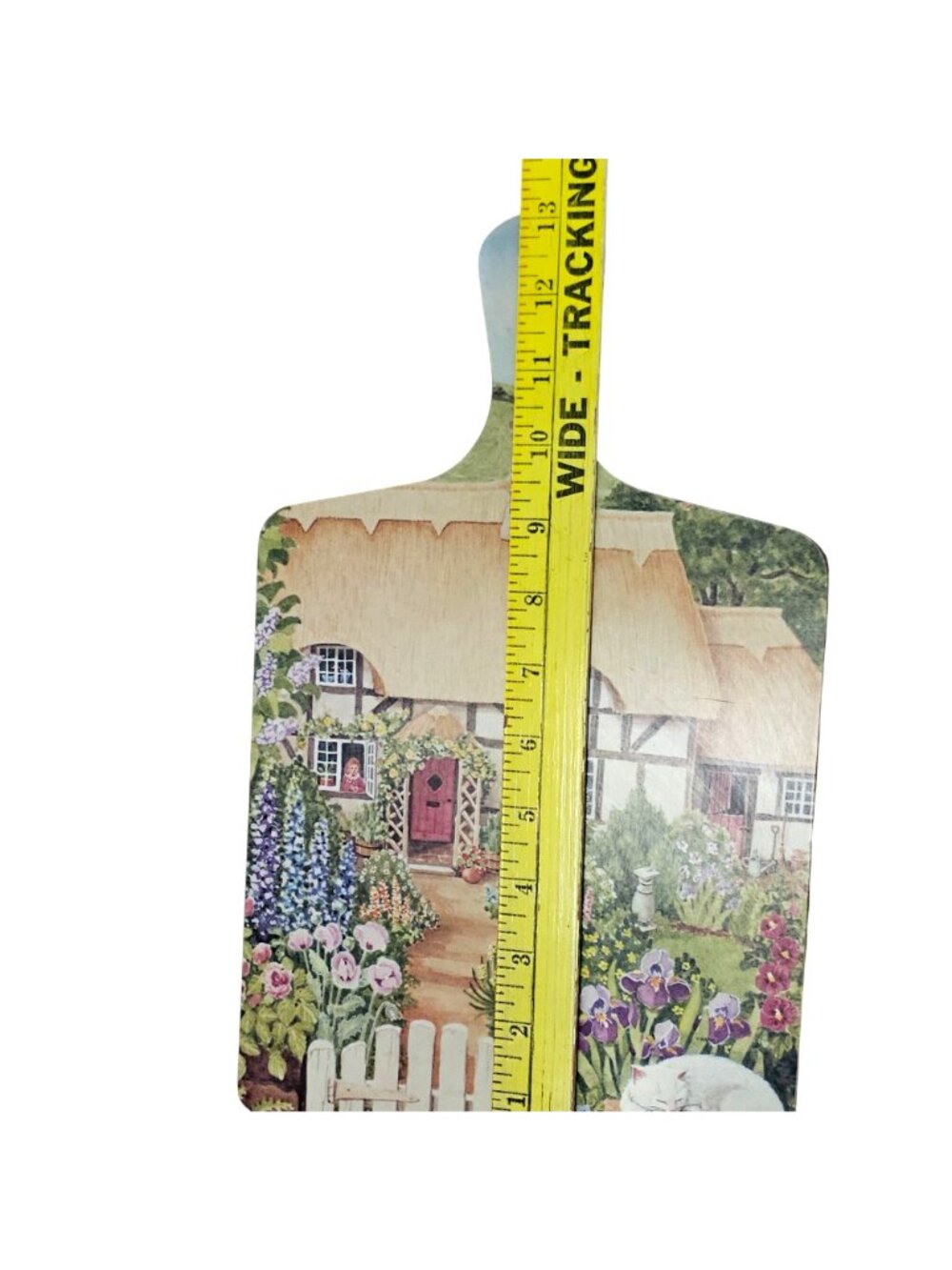 Wooden Cottage Scene Cutting Board heat resistant vintage made England 13" - Picture 4 of 8
